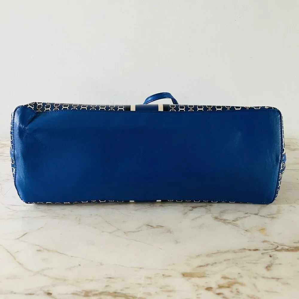 TORY BURCH Blue White Stripe Gemini Link Tote Bag